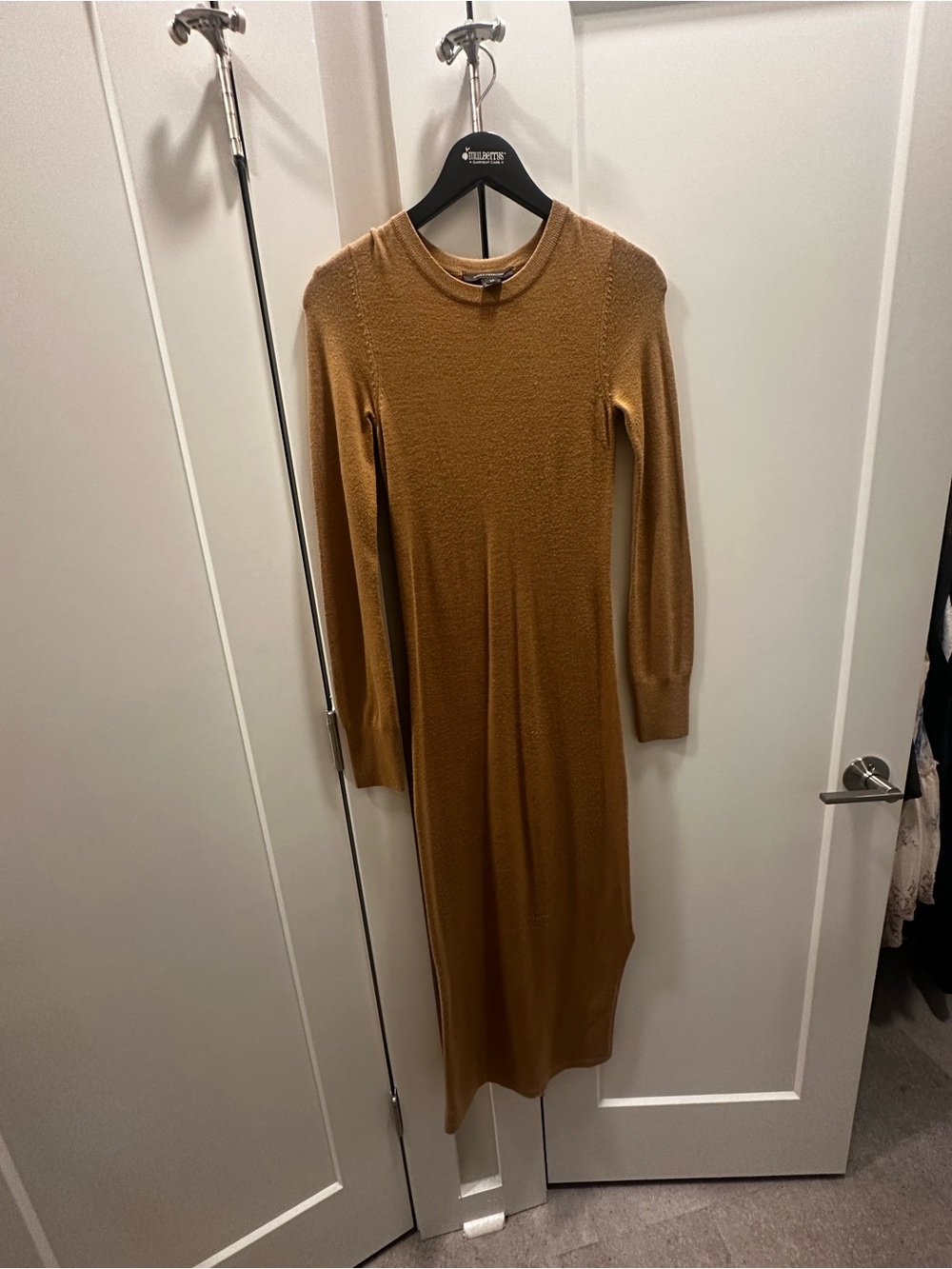 French Connection Knit Long Sleeve Midi Dress in Camel